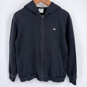 Lacoste Full Zip Hoodie Black‎ Croc Logo Men Size 6/XL Tennis Blokecore Heritage
